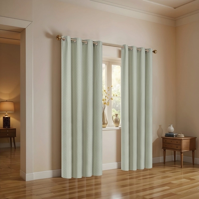 CORTINA PARA SALA 140 cm x 229 cm VERDE MENTA ANANA JACQUARD