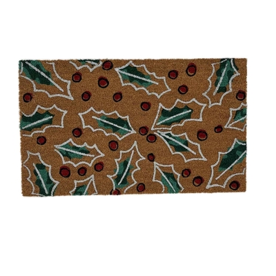 ALFOMBRA NAVIDAD 75 cm x 45 cm MUERDAGO CAFE-ROJO-BLANCO-VERDE