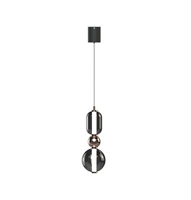 LAMPARA PENDANT LED 24 W LUZ CALIDA METAL-VIDRIO DORADO-AHUMADO