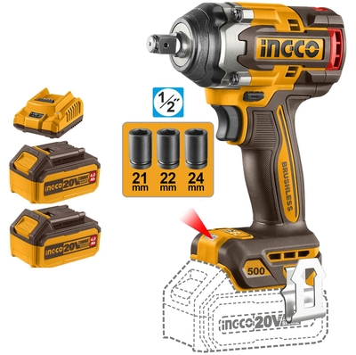 LLAVE IMPACTO INALAMBRICA 12.7 mm (1/2 in) 20 V 4.0 Ah 500 N.m