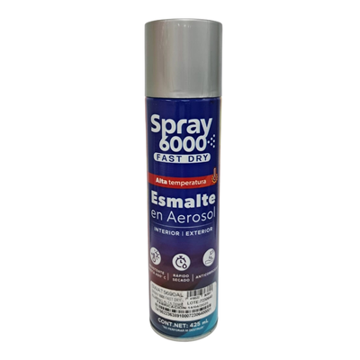 PINTURA SPRAY ESMALTE 6000 FAST DRY ALUMINIO 425 mL ALTA TEMPERATURA 400°C