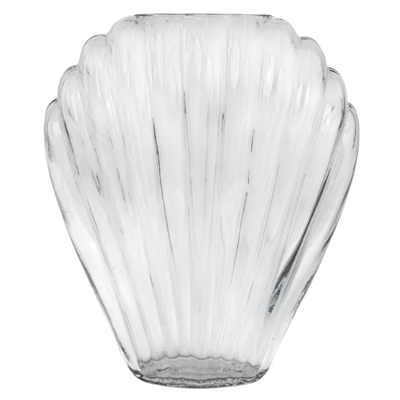 FLORERO DECORATIVO 27.5 cm x 23.5 cm x 11.5 cm VIDRIO BLANCO CON LINEAS