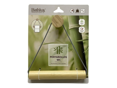 PORTARROLLO ADHESIVO PARA BAÑO MADERA-METAL CAFE-GRIS