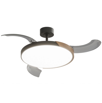 VENTILADOR TECHO LED 3 ASPAS RETRACTIL 122 cm 30 W MOTOR DC FORTUNA NEGRO MADERA