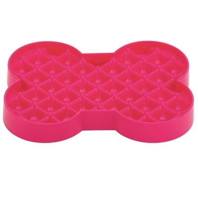 PLATO FLEXIBLE PARA PERRO 19 cm x 25 cm CAUCHO HUESO ROSADO ALIMENTACION LENTA