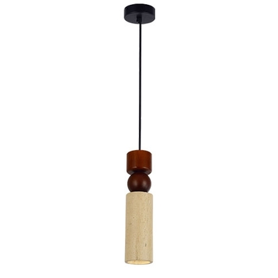 LAMPARA PENDANT 1 LUZ GU10 MARMOL DISEÑO FIGURAS ACABADO NOGAL BEIGE
