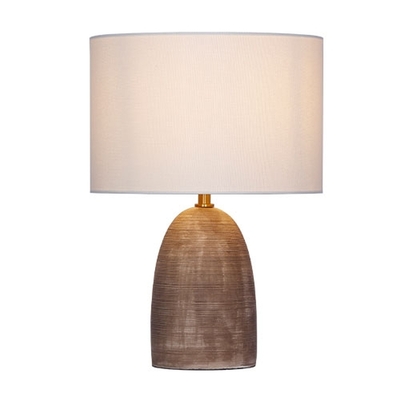 LÁMPARA MESA 1 LUZ E27 BASE PIEDRA CAFE DIFUSOR BEIGE