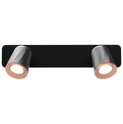 LUMINARIA APLIQUE PARED 2 LUCES LED 6 W LUZ FRIA ALUMINIO NEGRO