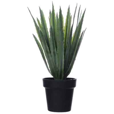 PLANTA ARTIFICIAL 40 cm x 40 cm ALOE VERA CON MACETA NEGRO