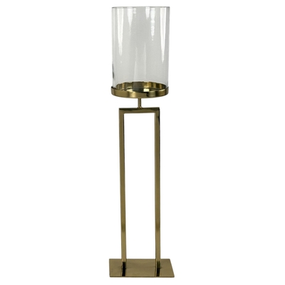 PORTAVELA 50 cm x 10.5 cm x 12 cm METAL-VIDRIO DORADO