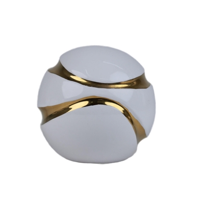ESFERA DECORATIVA 9.5 cm CERAMICA BLANCO-DORADO