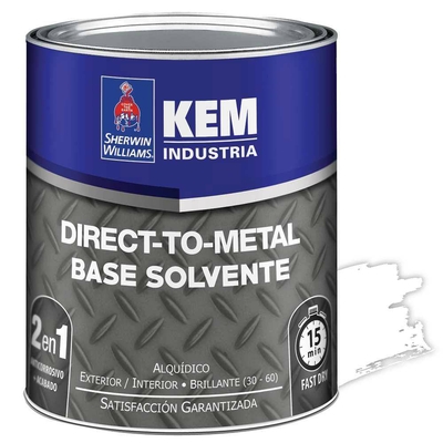 ANTICORROSIVO BASE SOLVENTE PARA METAL BLANCO BRILLANTE DIRECT TO METAL KEM DTM