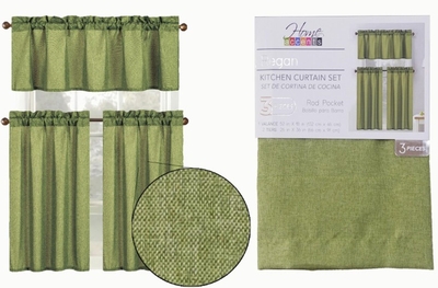 CORTINA PARA COCINA POLIESTER VERDE DISEÑO SOLIDO
