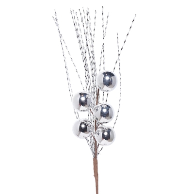 PICK NAVIDAD 48 cm RAMA PLATA CON BOLA