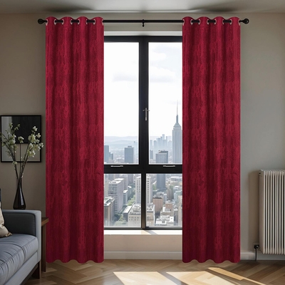 CORTINA PARA SALA 140 cm x 229 cm ROJO VINO CALYPSO BLACKOUT