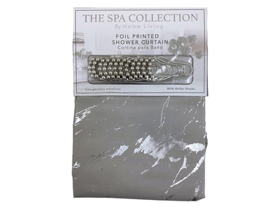CORTINA PARA BAÑO 180 cm x 180 cm POLIESTER GRIS-PLATEADO
