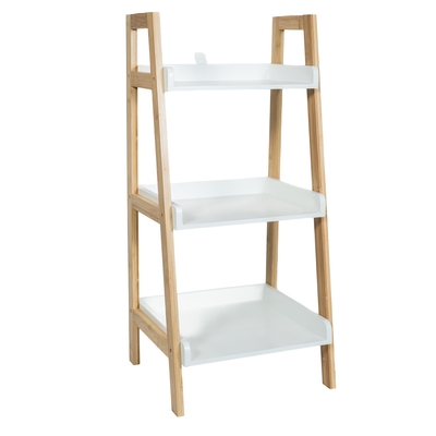 ORGANIZADOR DE SOBREPONER PARA BAÑO MADERA BAMBU BLANCO 3 NIVELES 76 cm x 35 cm