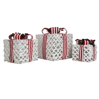 REGALOS NAVIDAD DECORATIVO 30 cm x 25 cm x 25 cm BLANCO-ROJO A BATERIA