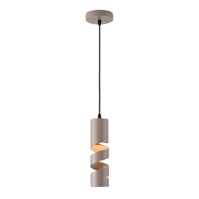 LAMPARA PENDANT 1 LUZ GU10 METAL DISEÑO ESPIRAL ACABADO BEIGE