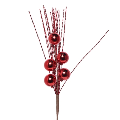 PICK NAVIDAD 48 cm RAMA ROJO CON BOLA