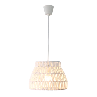 LAMPARA PENDANT 1 LUZ E27 TEJIDO PAPEL TIPO RATAN BLANCO