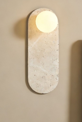 LAMPARA APLIQUE PARED G9 ACABADO MARMOL DIFUSOR OPALINO