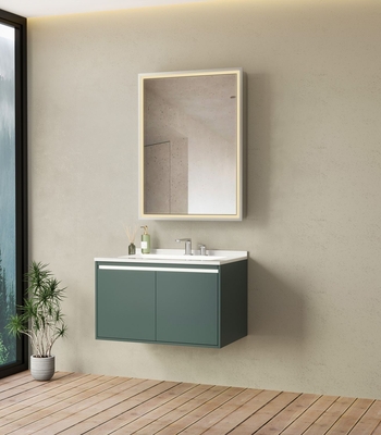 GABINETE AEREO PARA BAÑO CON LUZ LED 80 cm x 61 cm ALUMINIO PLATEADO