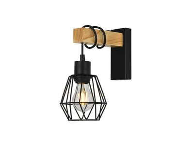 LAMPARA APLIQUE PARED INTERIOR 1 LUZ E27 NEGRO TEJIDO