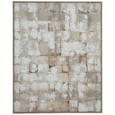 CUADRO DECORATIVO 100 cm x 80 cm BLANCO-BEIGE-CAFE ABSTRACTO