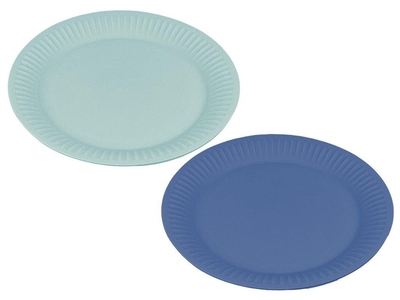 PLATO REDONDO 19.05 cm PLASTICO AZUL-AQUA DISEÑO RAYAS SURTIDO