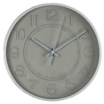 RELOJ PARED 20 cm PLASTICO GRIS REDONDO