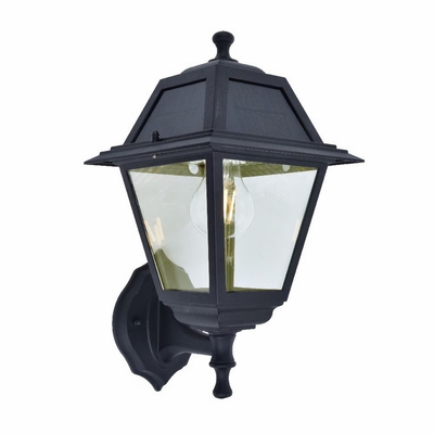 LAMPARA FAROL PARED EXTERIOR SOLAR LED LUZ CALIDA NEGRO IP44