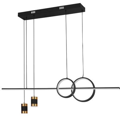 LAMPARA PENDANT LED 58 W LUZ CALIDA - NEUTRA - FRIA LINEAL AROS-CILINDROS NEGRO