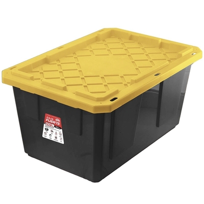 CAJA PLASTICA 102 L NEGRO CON TAPA AMARILLO