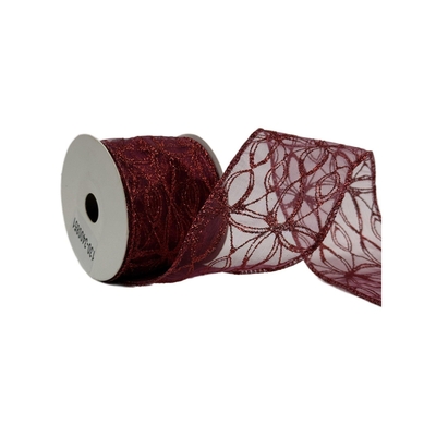 LISTON NAVIDAD 6.3 cm x 8.2 m (9 yd) ROJO CON BRILLO