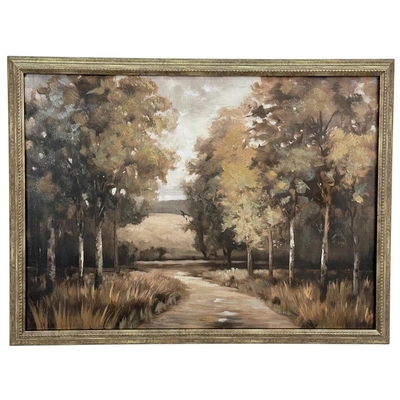 CUADRO DECORATIVO 60 cm x 80 cm PAISAJE VERDE-CAFE-CELESTE