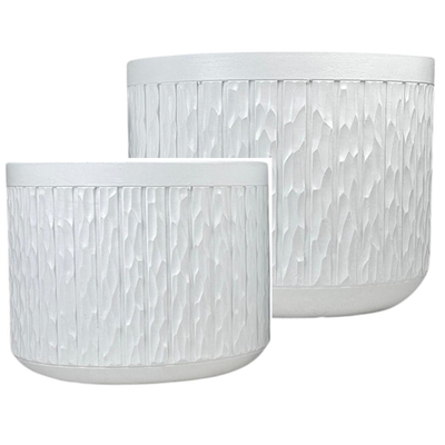 MACETA 39 cm x 37 cm CERAMICA BLANCO CON RELIEVE