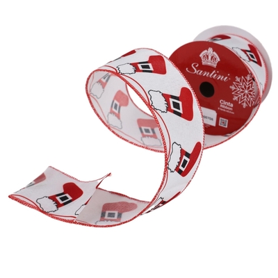 LISTON NAVIDAD 6.3 cm x 8.2 m (9 yd) ROJO-BLANCO BOTA