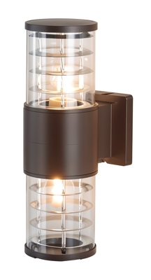 LUMINARIA ACENTO PARED EXTERIOR 2 LUCES E27 CAFE IP44