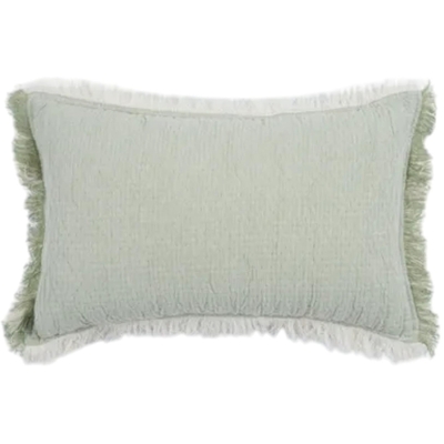 COJIN DECORATIVO 50 cm x 30 cm ALGODON BLANCO BORDE CON HILOS
