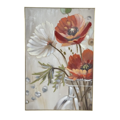 CUADRO DECORATIVO 150 cm x 100 cm FLORERO BLANCO-SALMON