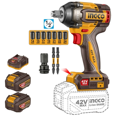 LLAVE IMPACTO INALAMBRICA 12.7 mm (1/2 in) 600 N.m 42 V 2.0 Ah