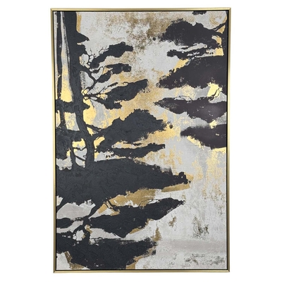 CUADRO DECORATIVO 122.6 cm x 82.6 cm ARBOL BLANCO-NEGRO-DORADO