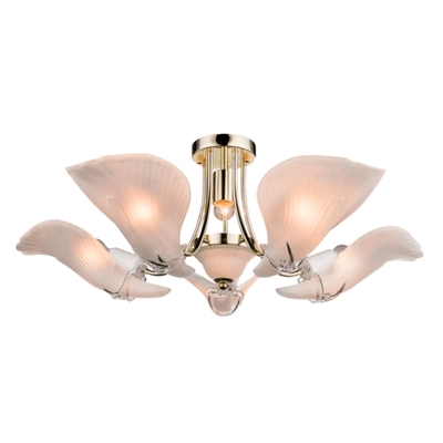 LÁMPARA TECHO 6 LUCES E27 METAL VIDRIO