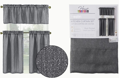 CORTINA PARA COCINA POLIESTER GRIS DISEÑO SOLIDO