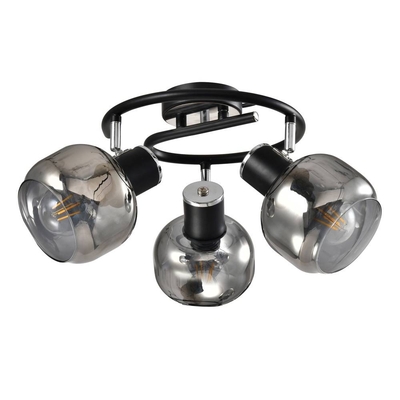 LÁMPARA TECHO 3 LUCES E27 METAL DIFUSOR VIDRIO TRANSPARENTE