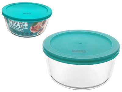 HERMETICO PARA ALIMENTOS 1.65 L VIDRIO TRANSPARENTE CON TAPA TURQUESA