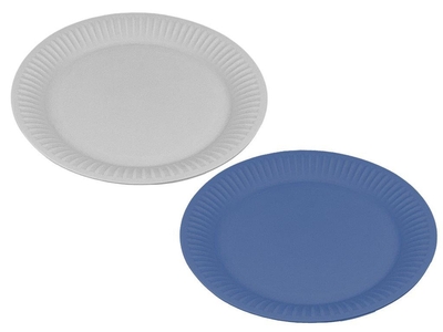 PLATO REDONDO 25 cm PLASTICO AZUL-GRIS DISEÑO RAYAS SURTIDO