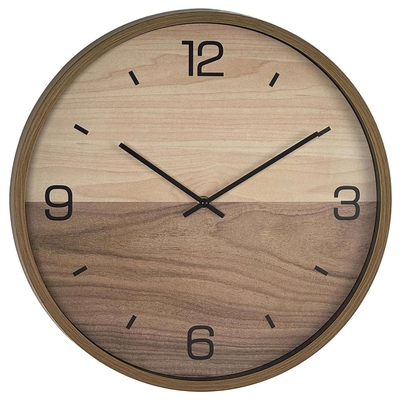 RELOJ PARED 40 cm PLASTICO CAFE MADERA REDONDO