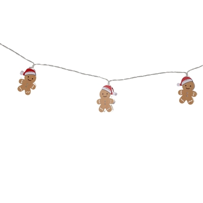GUIA NAVIDAD LED DECORATIVA GALLETA JENGIBRE 10 LUCES BLANCO CALIDO A CONEXION USB 1.65 m